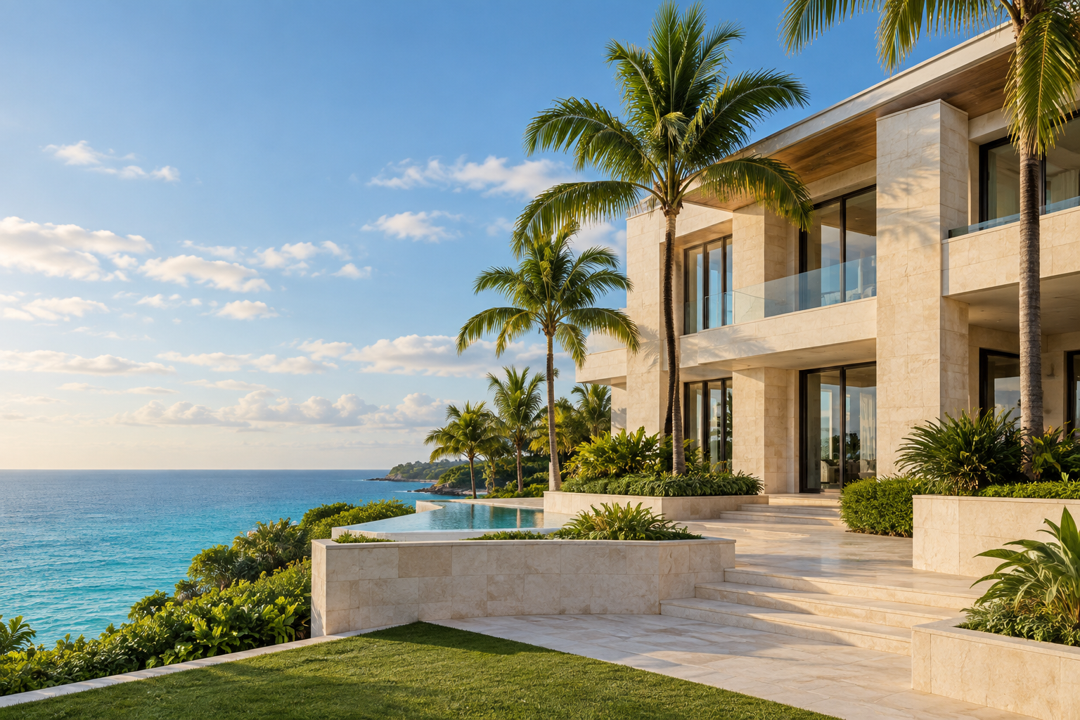 Arquitectura residencial de inspiración caribeña junto al mar